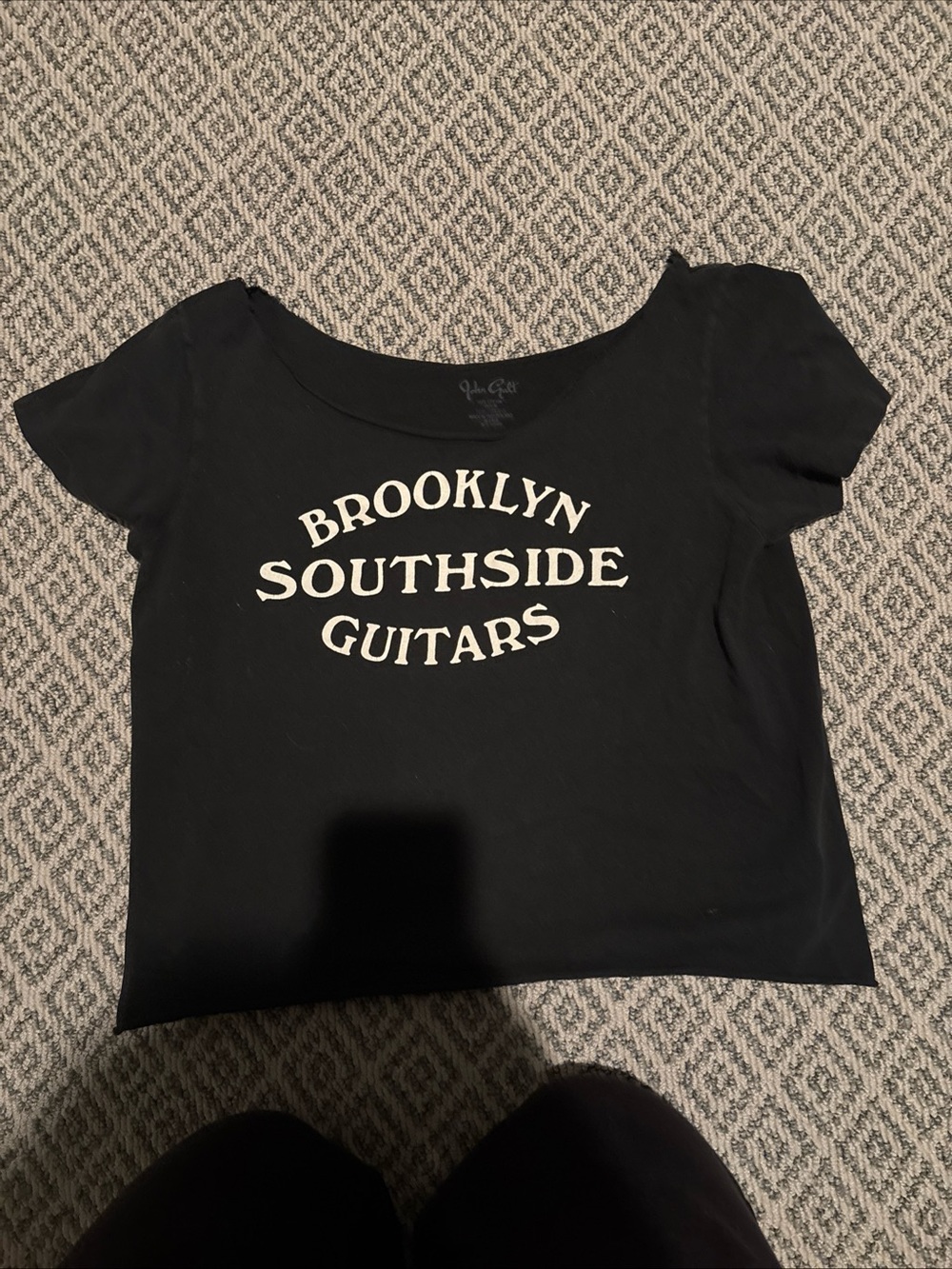 Brandy Melville Black Graphic Crop Tee with White Lettering